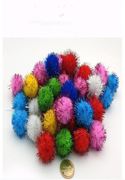 Glitter Tinsel Pom Poms Sparkle Balls para Diy Craft Party Decoration Toys Cat brinquedos multicoloridos POMS Vários tamanhos disponíveis 3511632