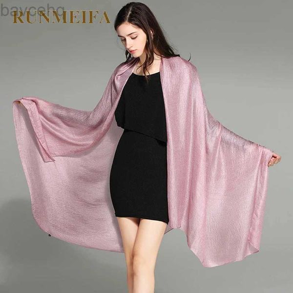 Scialcini 2023 Nuove donne di biancheria di colore puro donna primavera e autunno inverno pashmina scialle foulard femme plus size hijab stole sciarpe d240426