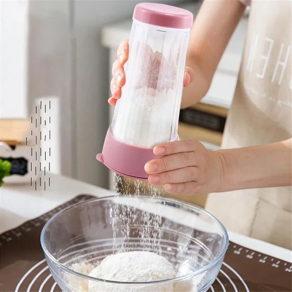 Handheld rotierendes Mehl Sieb Sugar Shaker Dispenser Küche Erklärungen