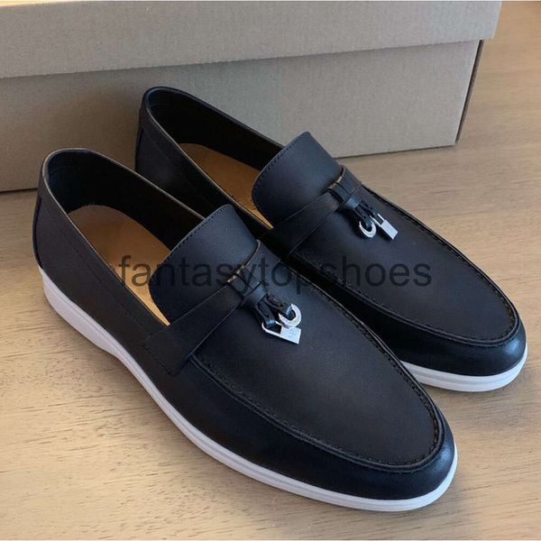 Loro piyano lp loafers flattie çiftler düz yaz topuklular cazibe yürüyüş mokasen unisex lüks tasarımcılar gerçek deri rahat elbise moccasin ayakkabı fabrika ayakkabı