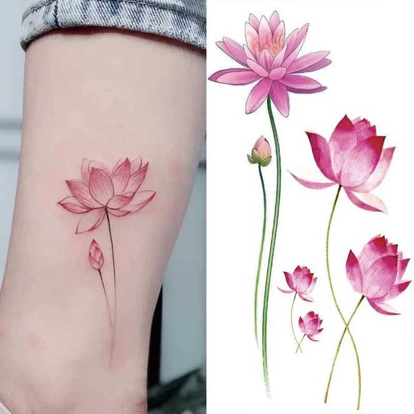 Tatuaggio trasferimento fiore farfalla tatuaggi temporanei adesivi manuali arte impermeabile tatuaggi finti neri rosa femminile ragazze trasferimento acqua tatuaggio 240427