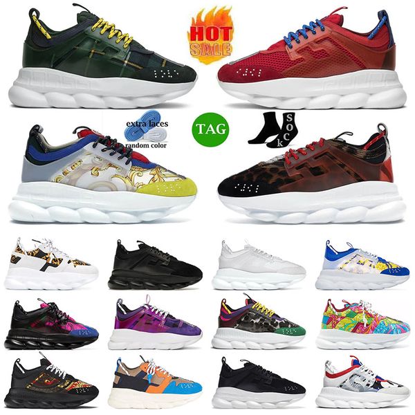 2024 Chain Reaction Sapatos casuais homens homens designers tênis plataforma sapato triplo vermelho cereja branca dourada impressão impressão de tartan masculino tênis externo feminino sapato 36-45