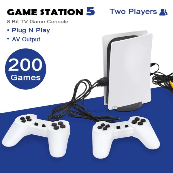 Spieler Handheld Retro Video Mini Game Station 5 TV -Spielkonsole 8 -Bit -Spielbox mit 200 klassischen AV -Ausgang GS5 Dual Wired Controller