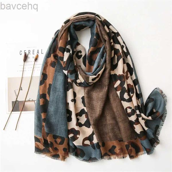 J8CU Scialle Designer Spring Designer UNICO Luxury Brown Ladies Wild Leopard Scarf Female Scialcastro lungo Scialliera marrone Brana a sciame lungo D240426