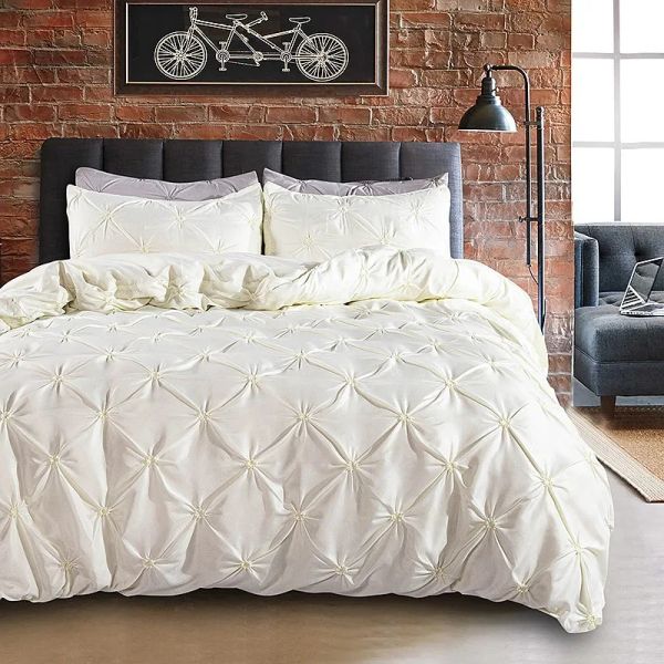 Conjuntos de roupas de cama lavadas de seda Conjunto de luxo Tampa de luxo Coverlet de cama queen size lençóis de camas Conjunto de quadrontes de cores sólidas