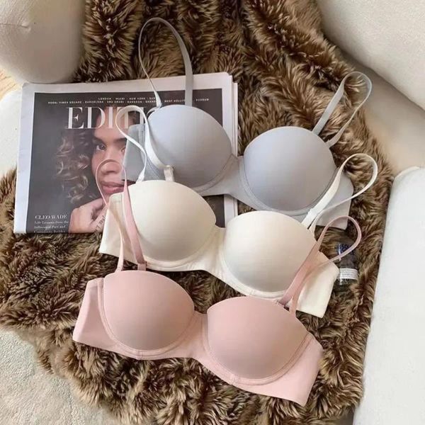 BRAS 2024 Pesível para mulheres íntimas íntimas 1/2 xícara de bralette push up bra conforto invisível brassiere 5 coloras sólidas lingerie