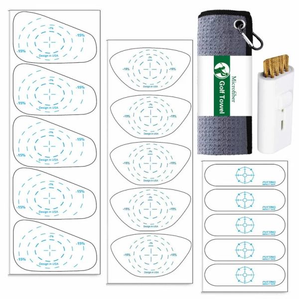 AIDS Golf Impact Aufkleber Woods Iron Putter mit Handtuch Pinsel Value Set Club Hiting Board Recorder Labels Klebeband für Swing -Training