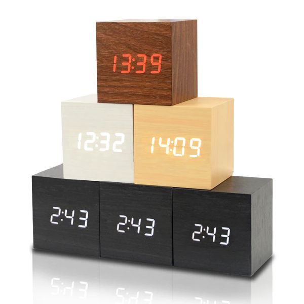 Orologi Digital ANRES CLOCCHIO LUNGHEN LUNGHEN USB/ batteria alimentata, mini orologio digitale a LED CUBE con display di tempo/ data/ temperatura