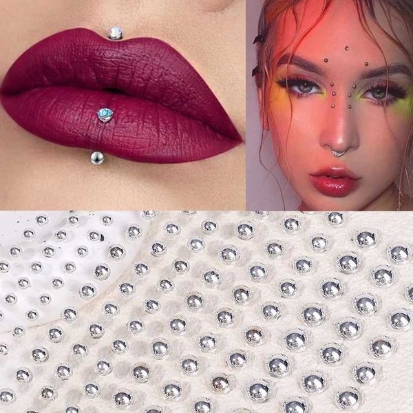 Dövme Transfer Dudak Piercing Göz Farı Yüz Elmas Çıkartma Piercing Glitter Crystal Geçici Dövme Sticker 3D Rhinestone Sticker 240426