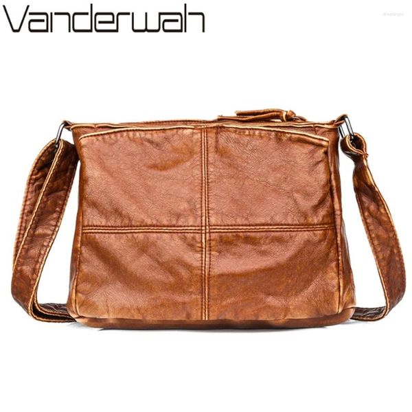 Umhängetaschen viele Taschenretro -Crossbody -Tasche für Frauen Winter Handtasche Frauen weich gewaschen