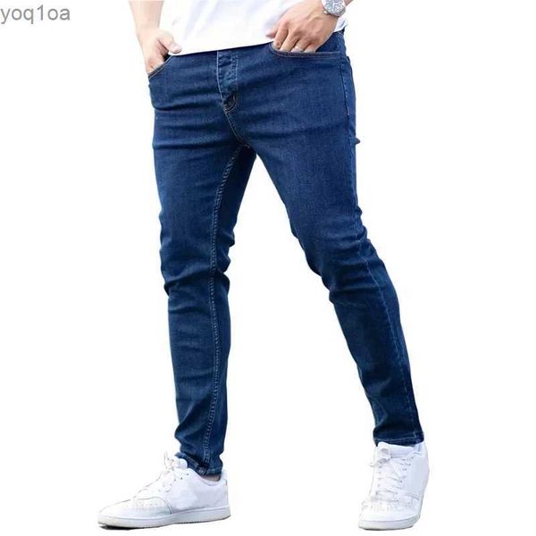 Jeans masculinos Novos jeans elásticos de jeans de moda casual slim fit jeans calças masculinas brancas preto azul mass de marca de marca 27-36L2404