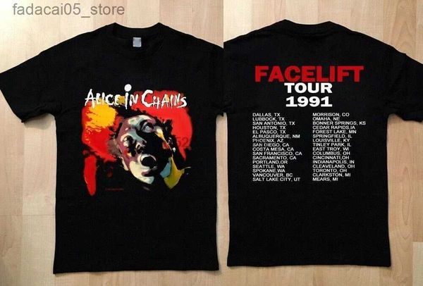 Camisetas masculinas Alice em correntes Facelift 1991 Tour nova camiseta retro em tamanho real Q240426