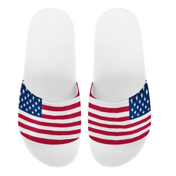 Mulheres Padrões personalizados Selppers American Flag Prind Sandálias Sandálias de Slide de Slide ao ar livre Plataforma de sapatos de praia Flip Flip 240415