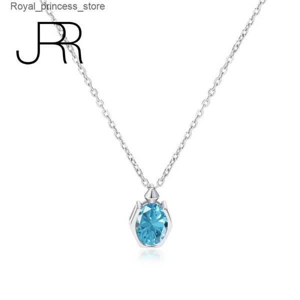 Colares pendentes JRR 925 STERLING PRATA Oval Sapphire High Carbon Diamond Gemstone 18K colar de pendente banhado a ouro requintado por atacado Q240426