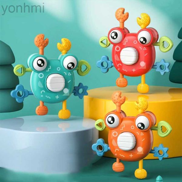 Mobiles# Montessori Baby Toy Crab Pressione Pull Pull Toy Desenvolvimento Brinquedos Sensoriais de 0 a 12 meses para dentes para bebês brinquedos d240426