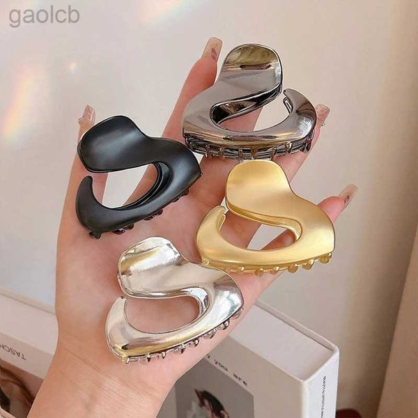 Clip per capelli Barrette geometriche Irregolari Accessori per capelli alla moda per capelli mediumi mediumi per donne clip artigli neri argento in metallo Gioielli Nuovi 2023 240426