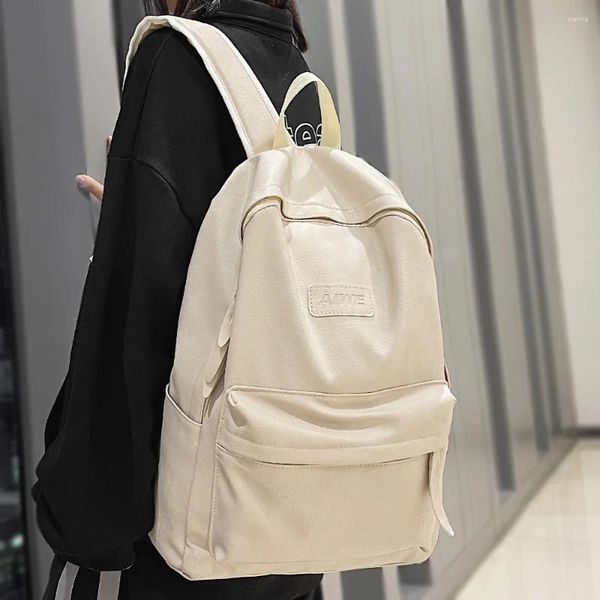 Backpack Mode weibliche männliche Reisemarke Frauen PU Luxus Bag Damen Männer coole Leder Laptop Boy Mädchen süße Studentenbeutel