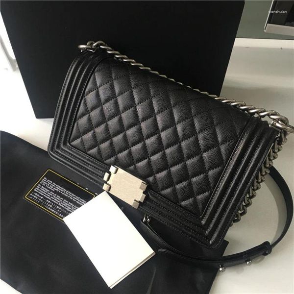 Umhängetaschen Designs Frauen Handtasche 2024 5A Großhandel Kaviar Kauflatten Silberkette Crossbody Lambs Geldbeutel Klassiker