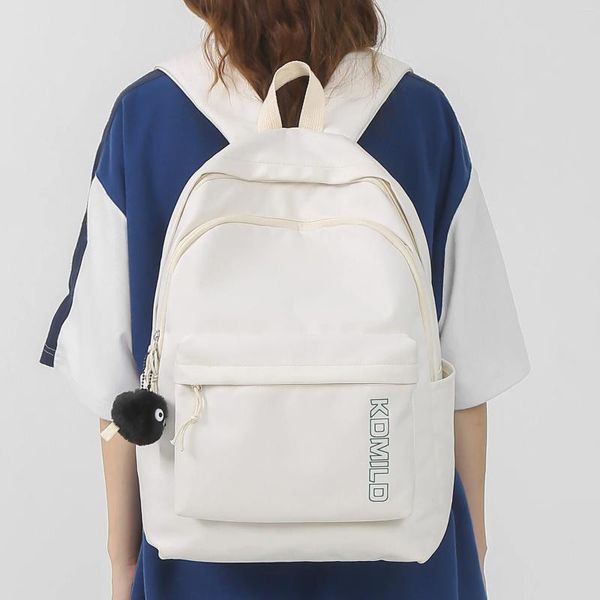 Borse per la scuola ragazza White Leisure Travel Book Laptop Backpack Female Nylon Student Bag Ladies College Fashion Trendy Women