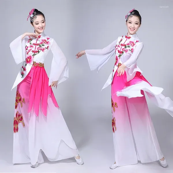 Stage desgaste de estilo chinês Modern Fan Dance Set Yangko Costume Performance Dress Feminino Adulto