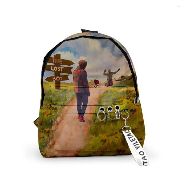 Rucksack Cartoon Neuheit Cordae Backpacks Jungen/Mädchen Schülerschule 3D -Druck Schlüsselanhänger Oxford wasserdichte niedlich klein