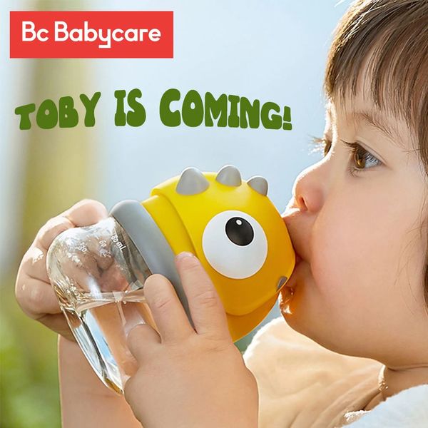 BC Babycare Kids Training Sippy/Duckbill Cup Ballity Ball Gravity Outdoor Baby Leaf Aound Dinosaur Hands/Bottiglie di acqua dell'imbracatura 240412