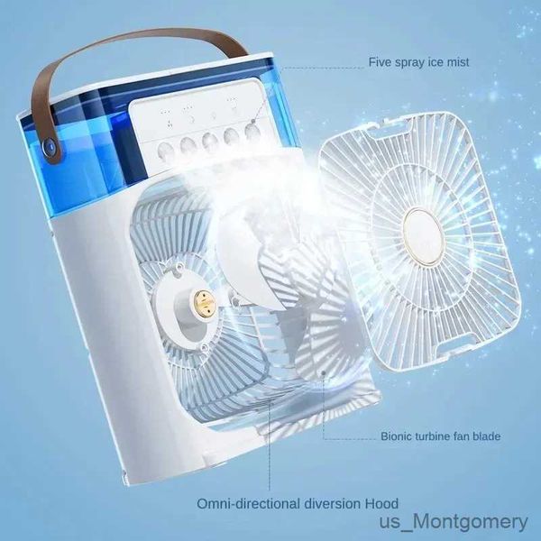 Ventilatori elettrici Desktop Air Condizionatore Portable ventola portatile Dual Spray Atomization Atomizzazione a 3 marce Mute Air Refrigeratore Night Night Light Electric Fan per casa