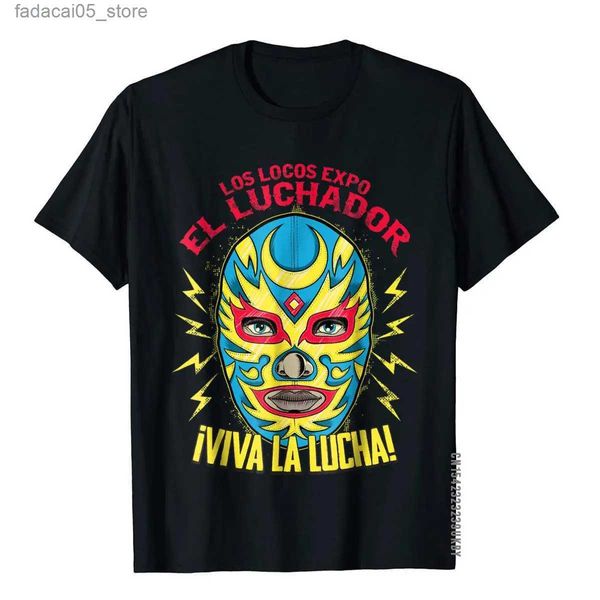 Herren-T-Shirts Viva La Lucha Luchador Libre Wrestling Fan T-Shirt reguläre verrückte Top-Baumwoll-Herren cool Q240426