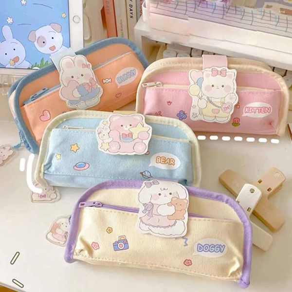 Sacchetti cosmetici kawaii cartone animato custodia per le ragazze di grande capacità di cartone organizzatore di forniture scolastiche accessori per ufficio accessori per ufficio