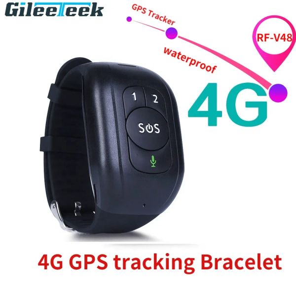 Aksesuarlar GPS İzle Traker RFV48 GPS 4G GPS Tracker Cihaz SOS Button Wristand Bileklik Acil Durum Alarmı Kalp Hızı Basınç Monitörü