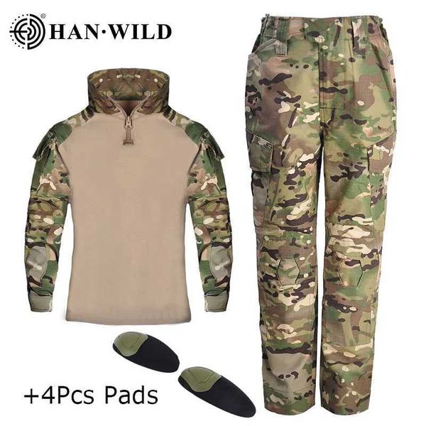 Taktische T-Shirts Childrens Camouflage Training Anzug Jagd Jagd Taktik Hemdgürtel Kissen CS Feld Jagd Militärkampfanzug 240426