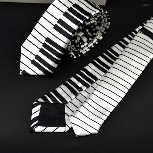 Bow Binds Personalisierte Kostüme Klassiker für Männer schwarze weiße Musik Krawatte Skinny Piano Keyboard Krawatte