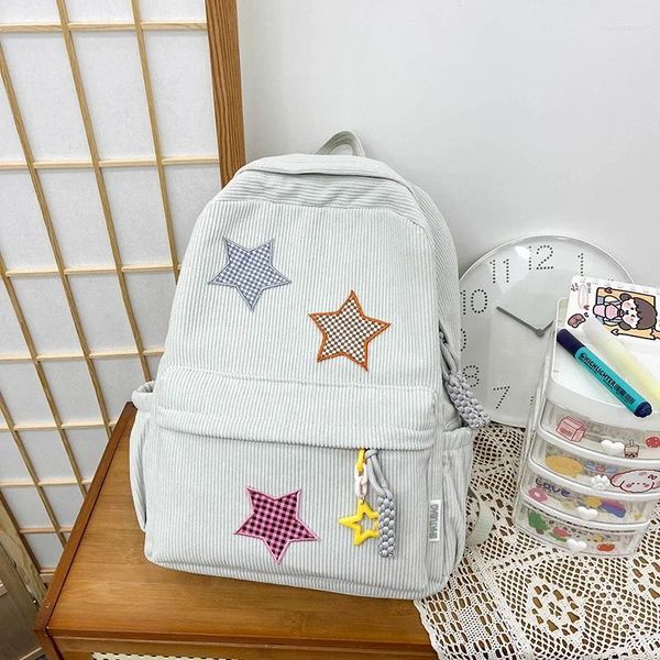 Schulbeutel Solid Star Twist Reißverschluss großer Kapazität Cord -Bag -Klassiker Einfacher Rucksack 2024 Licht für Mädchen und Jungen