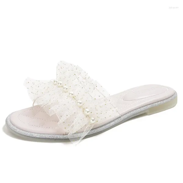 Pantofole perline da donna in perno Domande Slide Sexy Casual Beach Shoes