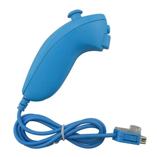 Giocatori 10pcs Controller di videogiochi remoto maneggiare il controller Nunchuck a sinistra per Wii Light Blue Gamepad