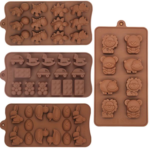 Stampi animali cioccolato di cioccolato Dinosauro Cartoon silicone stampo ippopotamo Trojan Horse Adatto per cubetti di ghiaccio caramello strumenti da forno a pasticceria