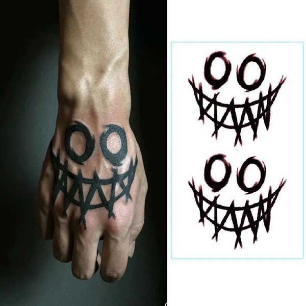 Trasferimento tatuaggio tatuaggi temporanei a mano posteriore tatuaggio falso adesivi da tatuaggio scuro sorriso nero sorriso rosa tatuaggio cubo stronzo braccio tatuaggio impermeabile 240426