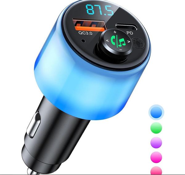 Auto MP3 -Player RGB Light Modulator LED -Anzeige QC3.0 18W+PD 30W Schnelles Ladegerät Bluetooth5.3 FM -Sender BC90