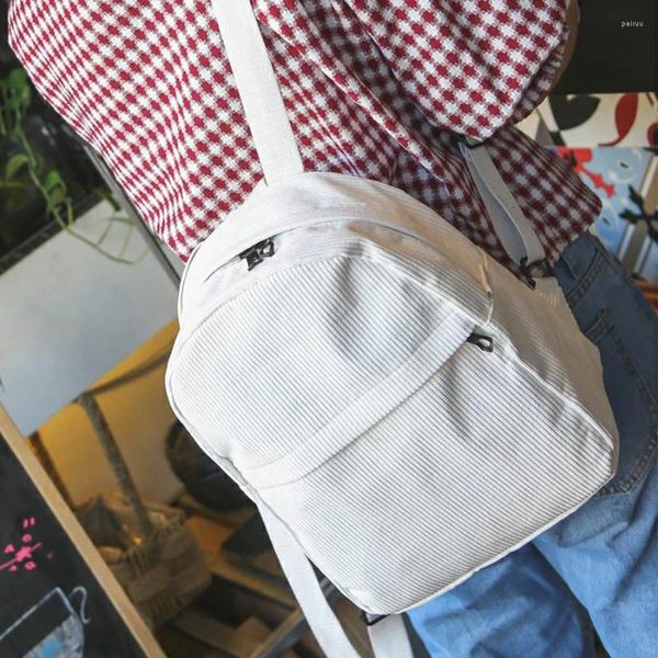 Backpack Style 2024 Women Moda School School Fabric Soft Travel Corduroy Bookbag para meninas adolescentes listradas pequenas