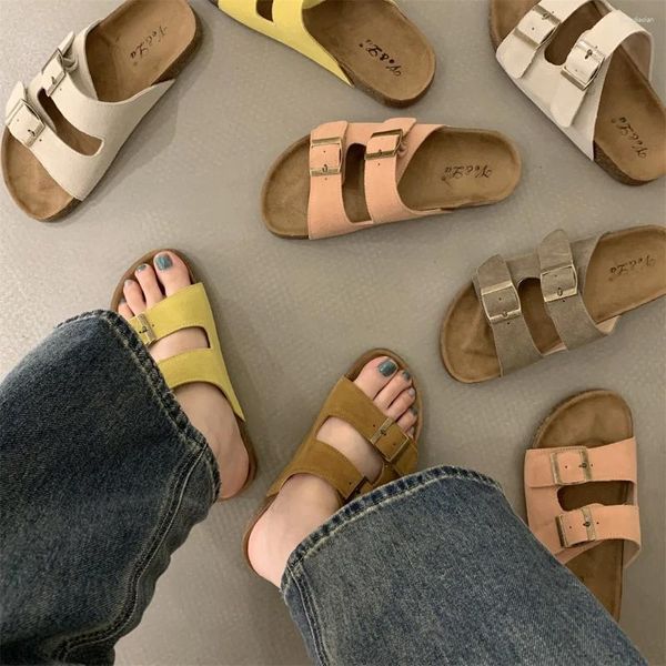 Slippers 2024 Summer Women Shoes for Woman Sandals Classic Two Buckle Girls Retro Styles