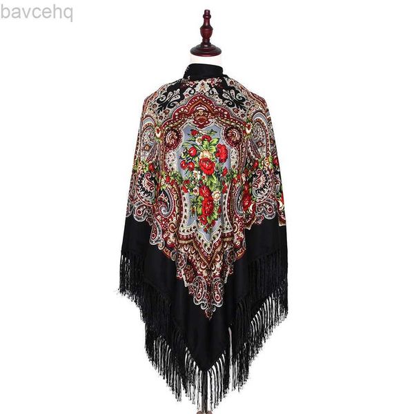 Scialcini 160*160 cm Donne Scarpa russa Sciarpe stampa floreali di lusso avvolgono il fazzoletto di grandi dimensioni Babbushka Bandana Beach Travel Shawls D240426