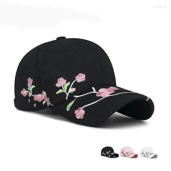 Ball Caps Hat Hat feminino Tide Cap Sunshade Sun Spring e Autumn Plum Blossom Borderyer Baseball