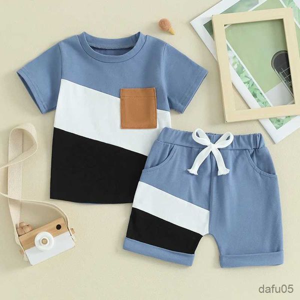 Set di abbigliamento per bambini abiti da ragazzo abbigliamento color t-shirt a maniche corte con pantaloncini elastici set di vestiti estivi per bambini