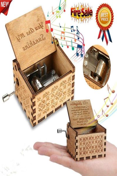 Wooden Music Box Orologio Hand Clock Regalo per la festa di compleanno 039