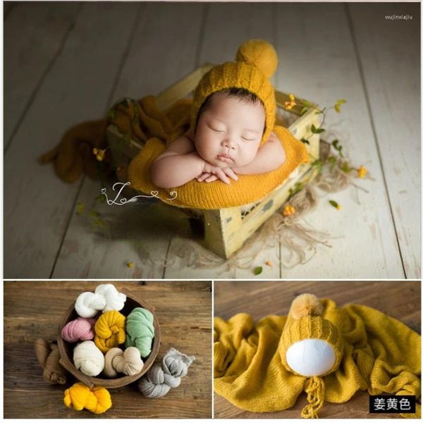 Battaniyeler El yapımı bebek ponografi propları yün örgü battaniye şapka 2 adet/set doğdu po pervane shot stüdyo aksesuarları