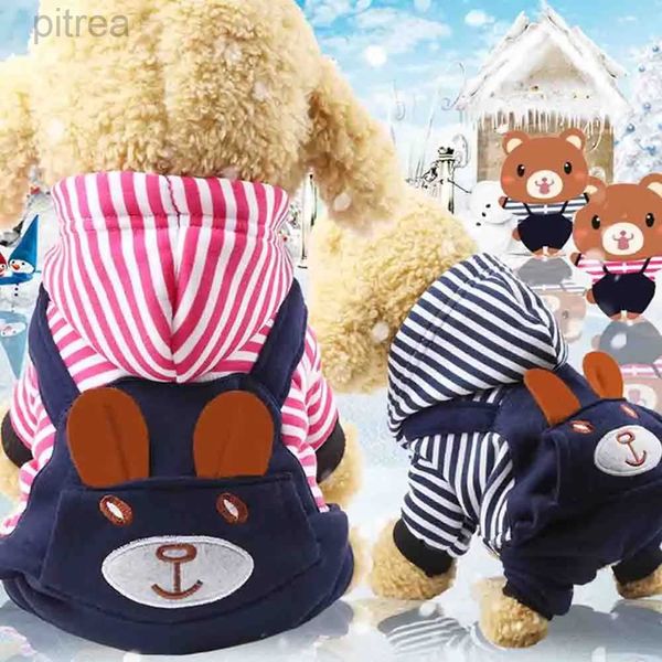 Vestuário para cães roupas de gato roupas casuais etono de pelúcia e inverno modelos de cachorro pequeno unte urso animal de estimação puppy roupas de cachorro roupas d240426