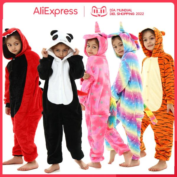 Kleider Kinder Kigurumi Einhorn Pamas Kinder Baby Tier Overall Jumpsuit Onesie Panda Pama Nachtwäsche Mädchen Cosplay Pyjama Pijamas