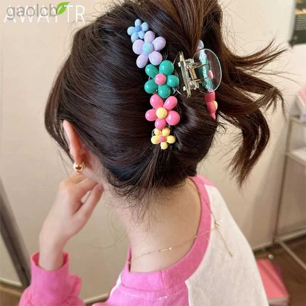 Clip per capelli barrette via Korean Sweet Colorful Flower Hair Clamps Brampi Crabbia Clip per capelli Accessori per capelli Accessori per capelli Caspetti per capelli Claw 240426