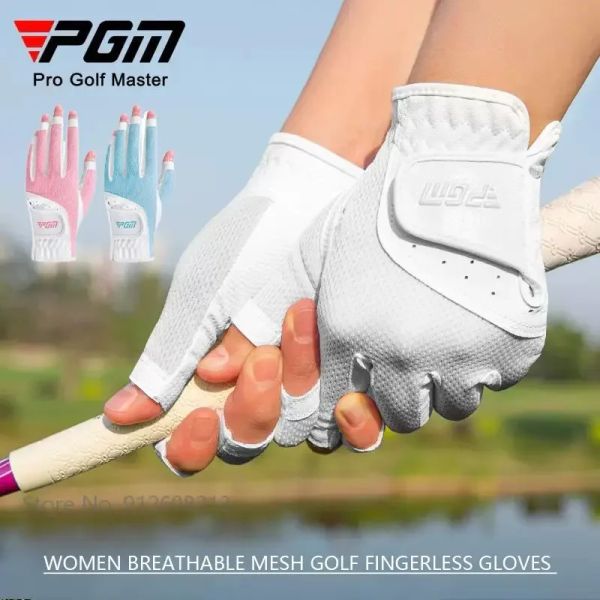 Handschuhe pgm 1 Paar Frauen Sport Golfhandschuhe atmungsaktive fingerlose Golfhandschuhe Lady Sonnenschutzmittel Touchsbildschirm Links und rechte Hand