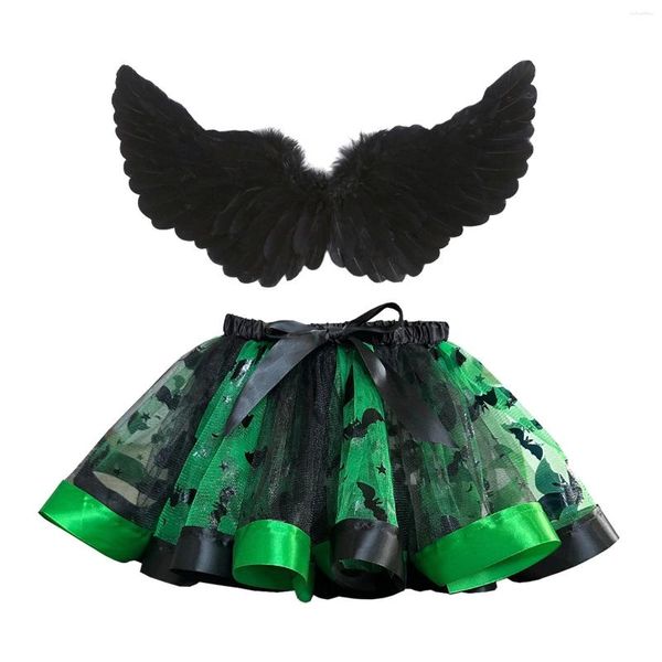 Girl Dresses Baby Halloween Skirt Wing Set set a mesch di gighe in pizzo abiti da ballo da ballo vestito a manica lunga